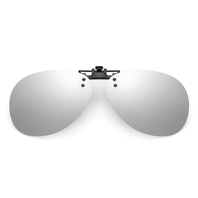 Praktiske polariserede clip-on nattesyn pilot fiskeri solbriller flip-up len cykel kørebriller #288216: Hvid