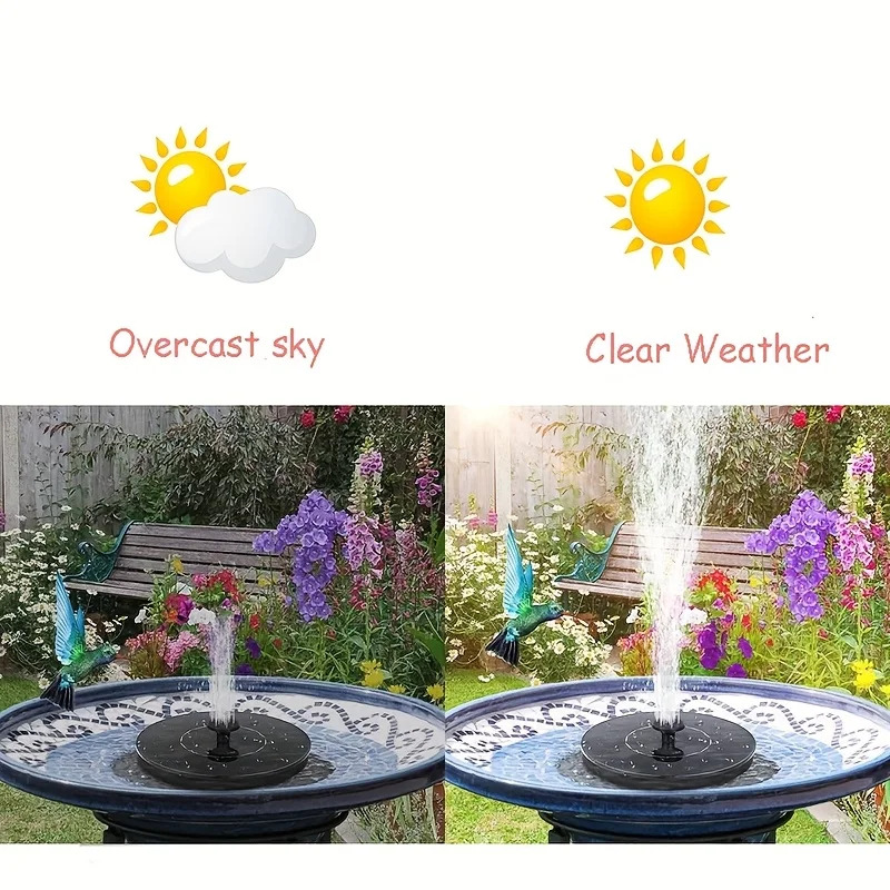 16cm vrijstaande drijvende fonteinpompen op zonne-energie,  - 1w waterpompen op zonne-energie, voorzien van 6 sproeiers
