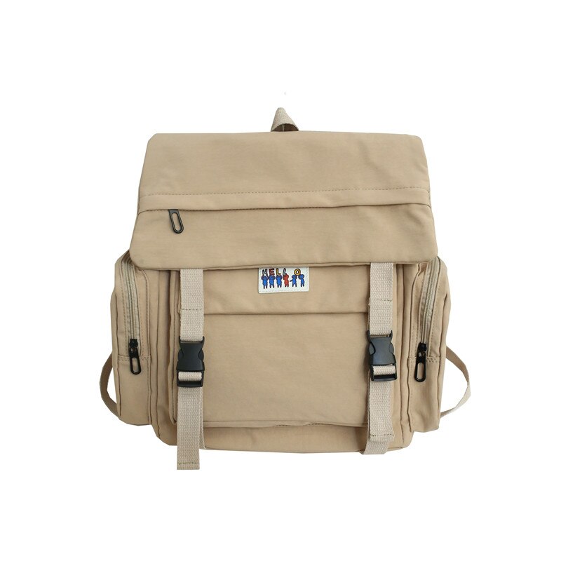 Vrouwen Rugzak College School Bagpack Trend Vrouwelijke Rugzak Mode Harajuku Reizen Schoudertassen Voor Tienermeisjes Mochila: Khaki / No Keychain