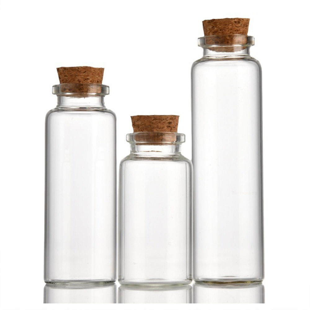30 stk. 5ml 10ml 20ml 30ml 50ml klare glassflasker med korkpropper, ønskeflaske med melding, tom glassampulle, gjør-det-selv-dekorasjon