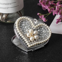 Mini Beauty pocket cosmetica spiegel make-up, compacte spiegel make-up, liefde hart vorm bloem, wedding party bruidsmeisje spiegel