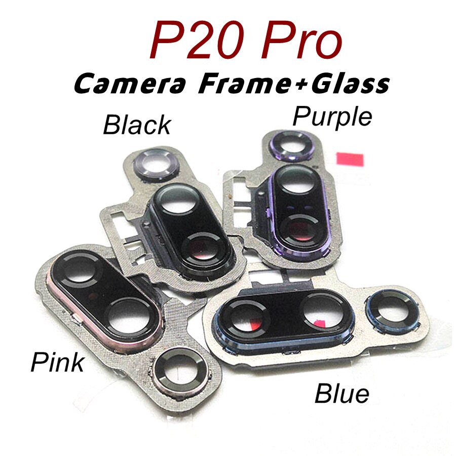 Lente de cámara trasera de cristal para Huawei P20 Lite P20 Pro, lente de cámara de cristal con Marco, bisel, anillo, cubierta, reemplazo adhesivo