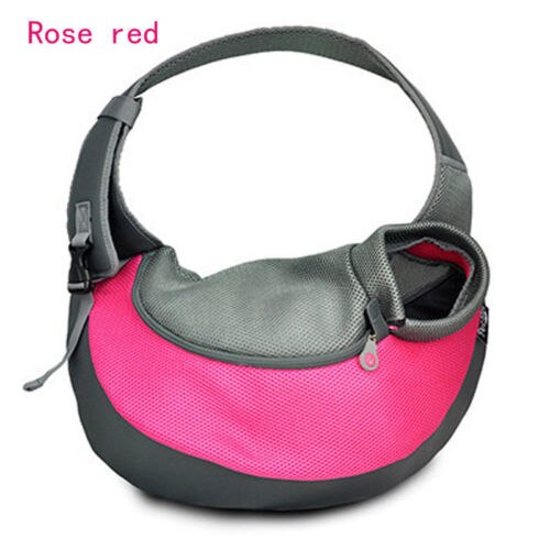 Pet Puppy Carrier Outdoor Travel Handtas Pouch Mesh Oxford Enkele Schoudertas Sling Mesh Comfort Travel Tote Schoudertas: rose red / L