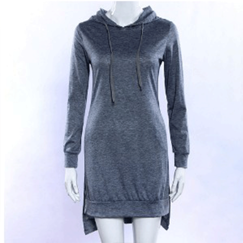 Frauen Herbst Und Winter Lange Sweatshirts Lose Hoodies Weibliche Casual Langarm Pullover Vliese Sport Kleid Hoodie: S / Dark Gray