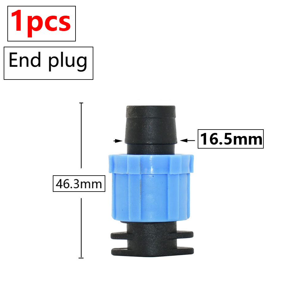 16mm Drip Tape Hose Connectors Tap Straight Tee Elbow End Plug Greenhouse Farm Garden Water Connector Drip Irrigation System: WHITE