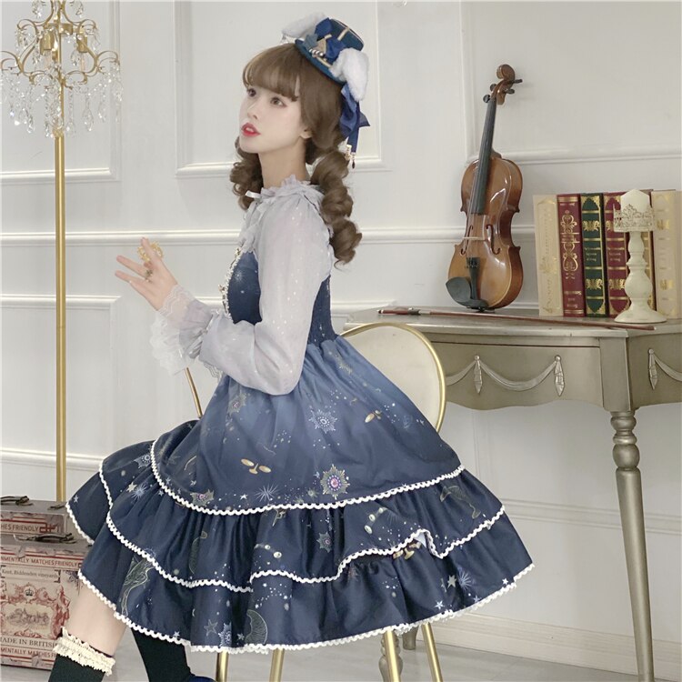 Vestido de tirantes estilo lolita, estilo japonés, estilo lolita, estilo jsk, estilo princesa dulce, estilo retro, para fiesta de té.
