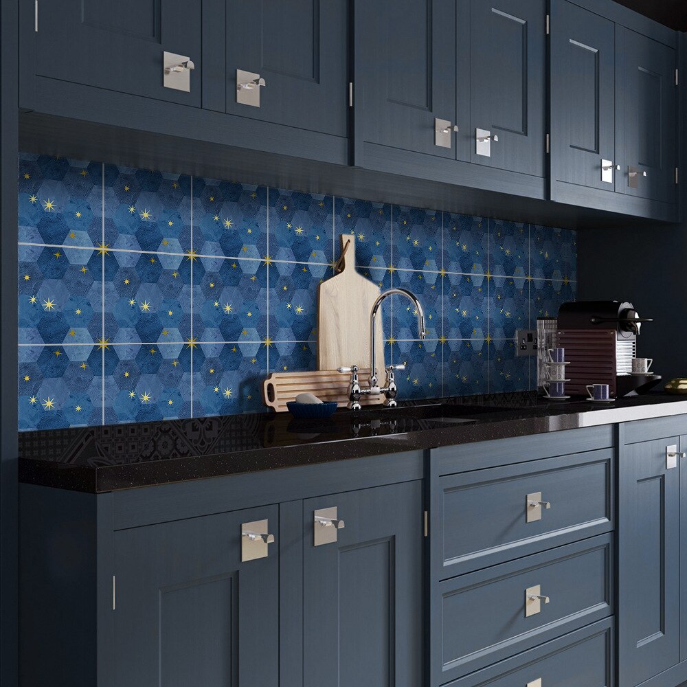 Diy Pvc Wandtegels Sticker Pvc Tegel Sticker Vergulden Ster Marmeren Muur Sticker Self-Ahesive Voor Badkamer Keuken Thuis decor 20X20