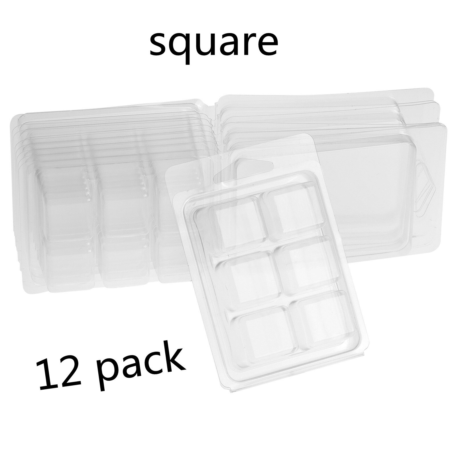 Behogar Wax Melt Molds 6-Cell Round Clear Plastic Clamshells Tray Containers for DIY Candle Handmade Soaps Making Supplies: C 12