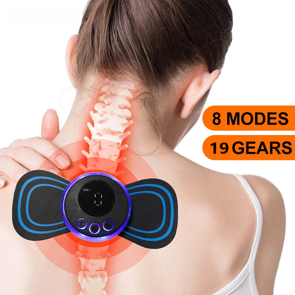 Tragbare ems Mikros trom Schmerz linderung Muskels timulator elektrische Puls Nacken Rücken massage gerät Mini Massage Patch mit Elektroden pads