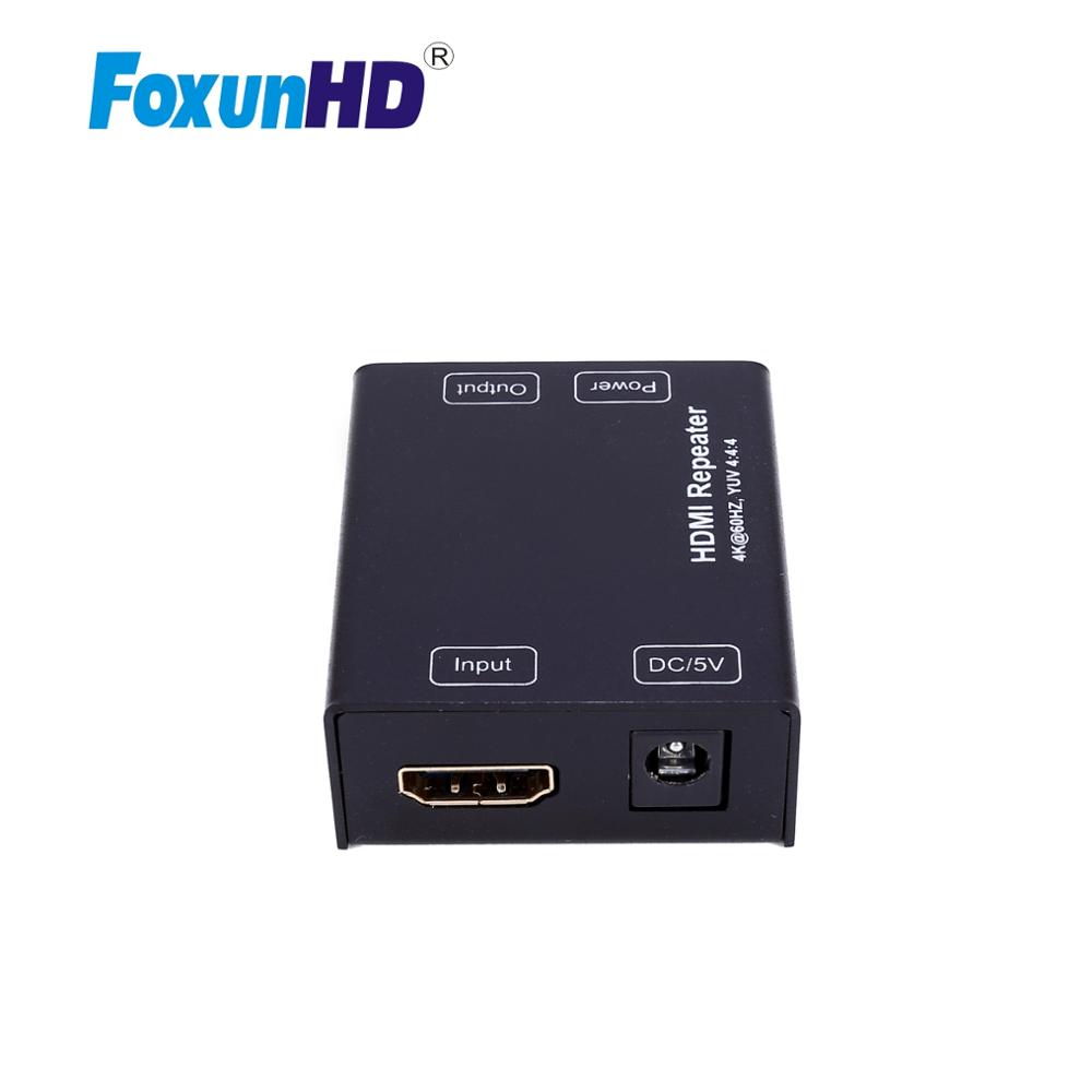 Foxun HDMI2.0 Repeater 4k@60hz YUV 4:4:4 CEC with DC Power Input Port EX39 HDMI Repeater HDCP