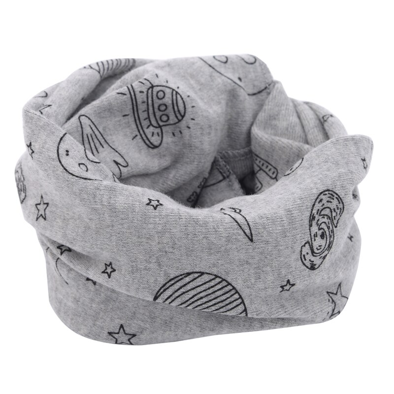 Winter Scaf Kids Boys Girls Cotton Multi Use Neck Cover Warm Scarf Hat Bandana Cute Print Cartoon Scarf Clothing Accessories: Grey UFO