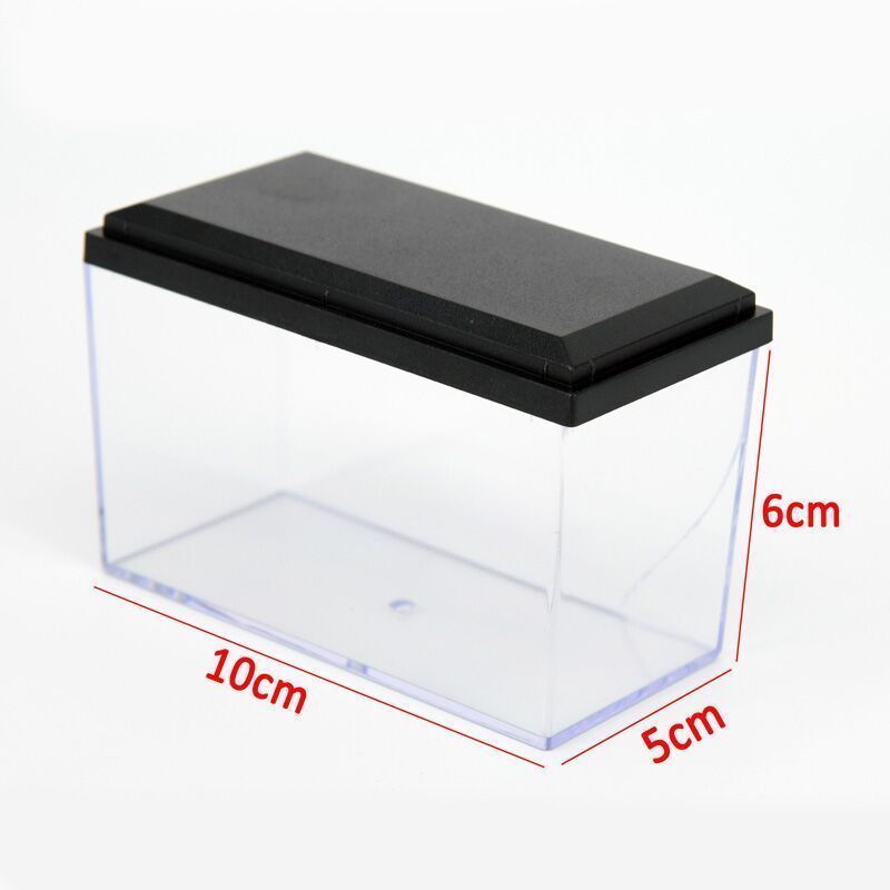 Klar akryl vitrin perspex box 10cm l plast vit bas dammtät