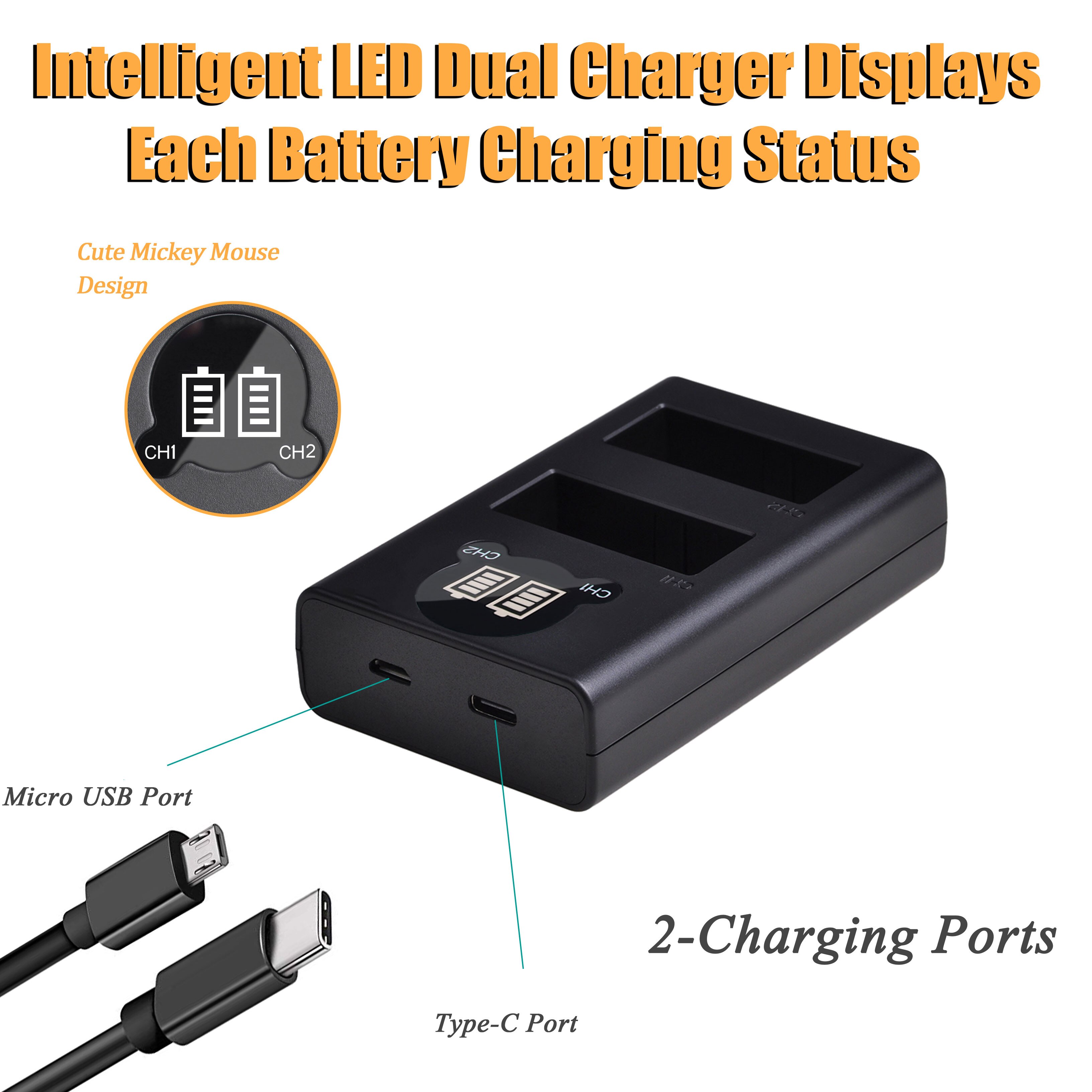 2 uds. LP-E8 LPE8 LP E8 batería recargable y cargador Dual LED para Canon EOS 550D 600D 650D 700D X4 X5 X6i X7i T2i T3i T4i T5i.