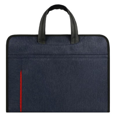 A4 Briefcase Laptop Case Document Bag Men Women Portable Business Conference Office Paper Organizer Zipper Large-capacity Folder: Navy Blue