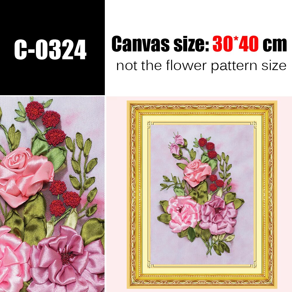 Kit de broderie de perles de fleurs 3D, peinture de ruban pour débutant, Kits de couture, point de croix, artisanat d&#39;art, décor de couture, bricolage