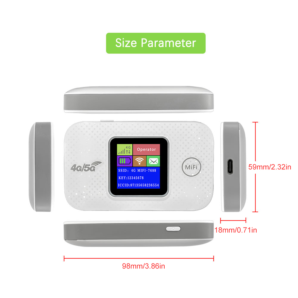 4G LTE Portable WiFi Hotspot 3000mAh 150Mbps Pocket Mobile Hotspot Support 8 To 10 Users with Sim Card Slot Modem Router Type-C