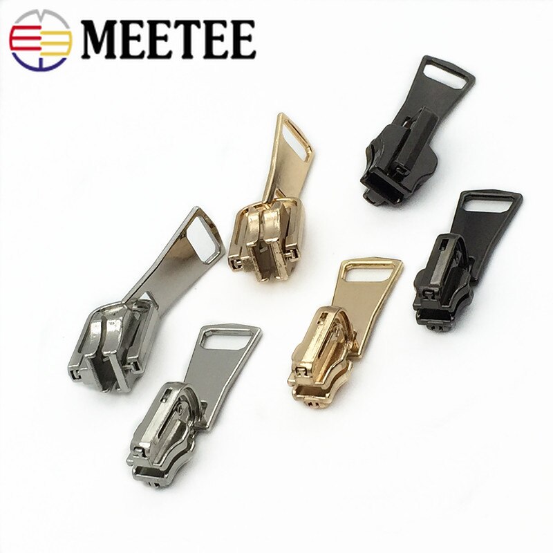 5pcs Double-sided Zipper Sliders for 5# 8# Metal Rotatable Zippers Puller Jackets Clothes Head Zip Repair Kit Sewing Accessories
