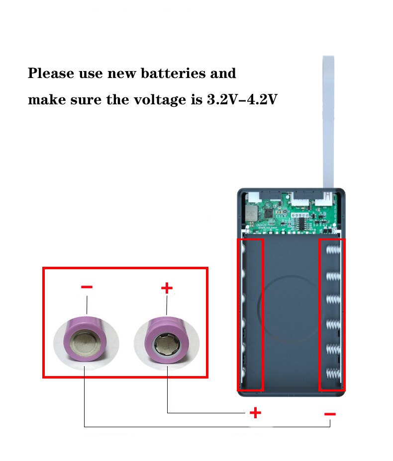 Voor Type C Micro Lightning Output 12*18650 Batterij Houder Opladen Doos Diy Power Bank Dual Usb Telefoon Lading batterij Opbergdoos