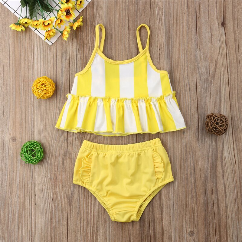 Girls Swimwear Summer Striped Girls Bikini Set High Waist Swimsuit Bathing Suit Kids Bikini Children Beach Wear Swimming Costume