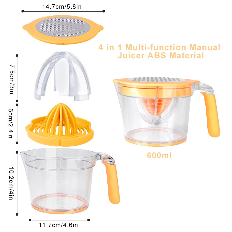Keuken handleiding handpers citroen sinaasappelpers sapcentrifuge eierscheider met maatbeker keukengereedschap flip type