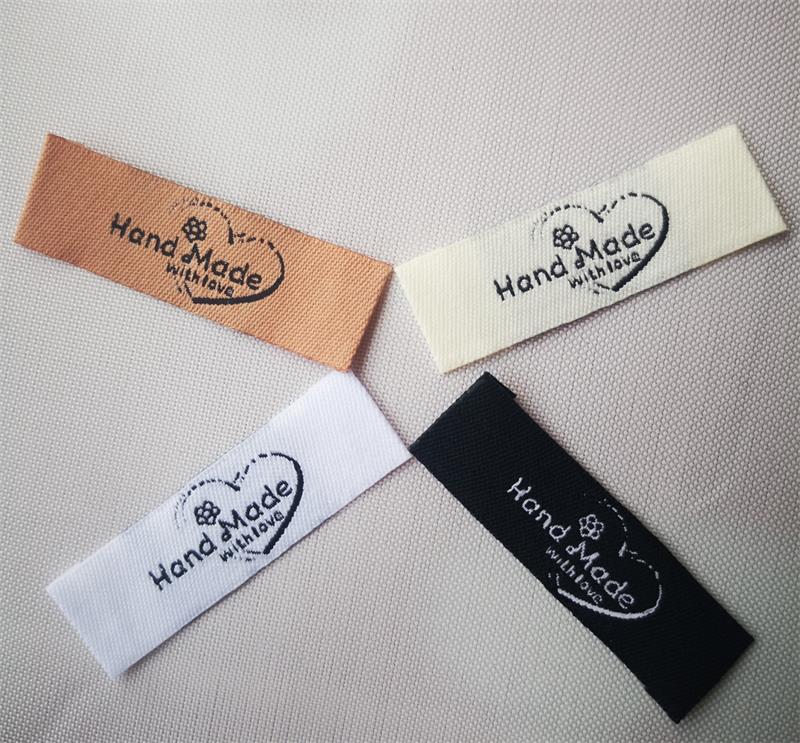 Etiquetas hechas a mano para juguetes, Etiquetas bordadas, no se decolora, bolsa de tela hecha a mano con etiqueta de amor, 100 Uds.
