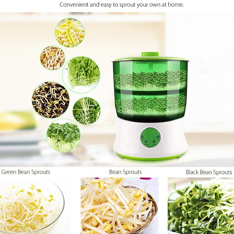 Termostato inteligente para crecimiento de semillero, cubo automático para crecimiento de brotes, máquina de cultivo para el hogar, doble cubierta grande