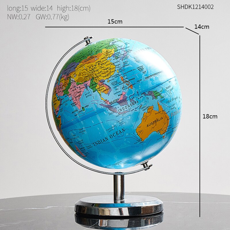 Heminredningstillbehör retro roterande jordklot modernt lärande jordklot barn studie skrivbord inredning världskarta geografi barn utbildning: Avgränsningsklot