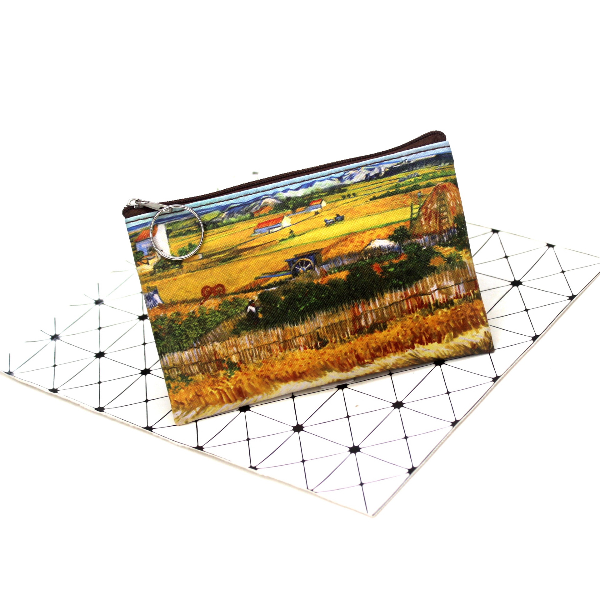 Vintage Olieverfschilderij Canvas Cosmetische Tas Van Gogh Art Zonnebloem Ster Maan Nacht Make-Up Tas Reismunt Portemonnee Portemonnee