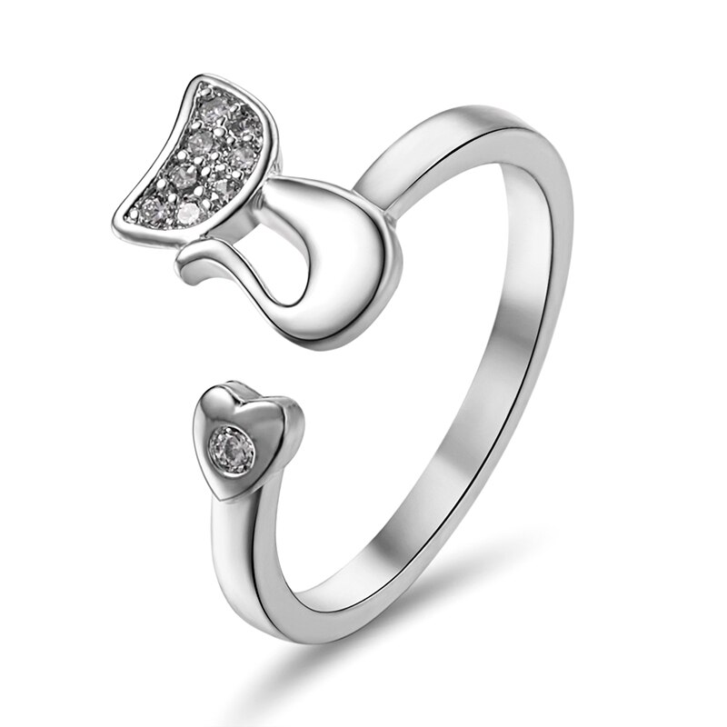 Rinhoo cat ring matt kattunge katt wrap ring öppen manschett djur finger ring för ung flicka kvinnor justerbar ring: Ri17 y 094 m 1