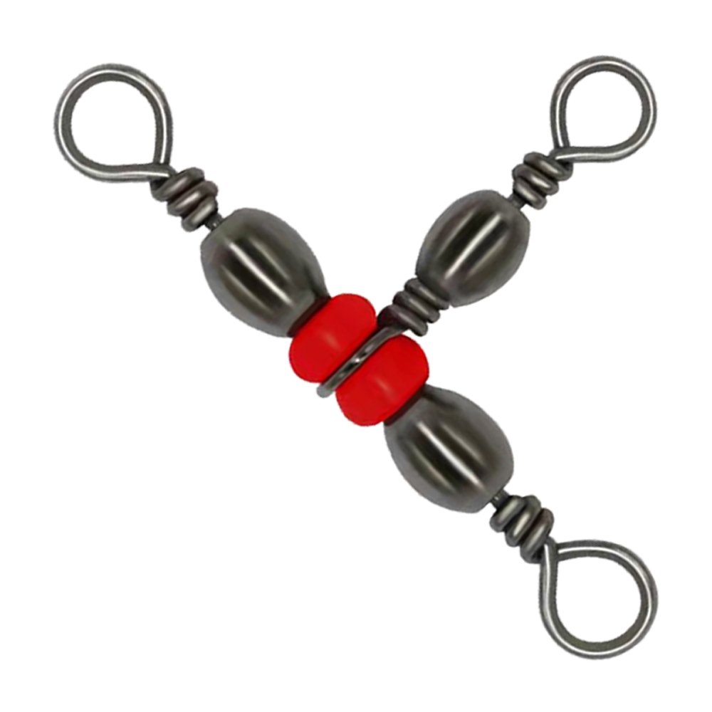 20 stk. japansk trefork flaskeformet tredelt ring 8- -ords ringdeler t-svivel rød perlesvivel fisketilbehør