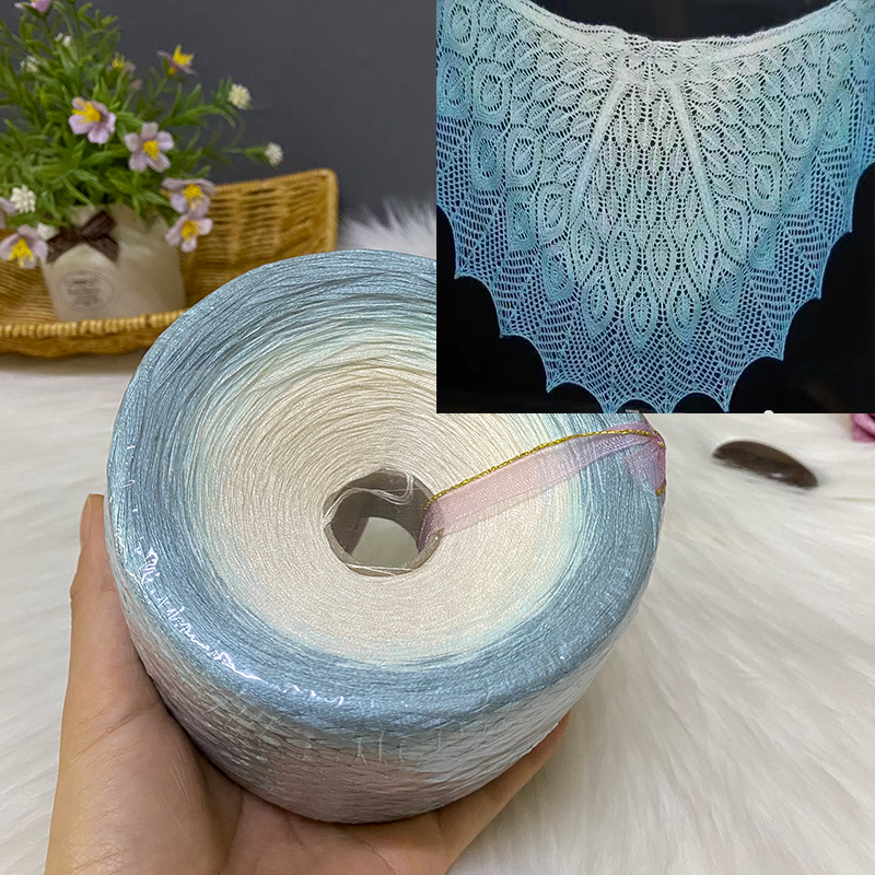 Organic Cotton Cake Line Gradient Color Baby Wool, DIY Handmade Knitting Line, Crochet Line, Shawl Long Skirt Sweater, 300g/Ball