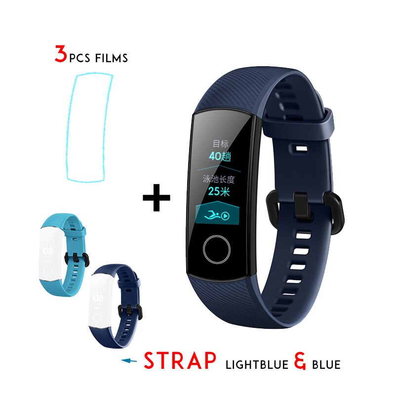 Original Huawei Honor Band 4 Standard Version Smart Wristband Color Screen Touch Pad Heart Rate Sleep Snap Monitor: Blue n blue dark blu