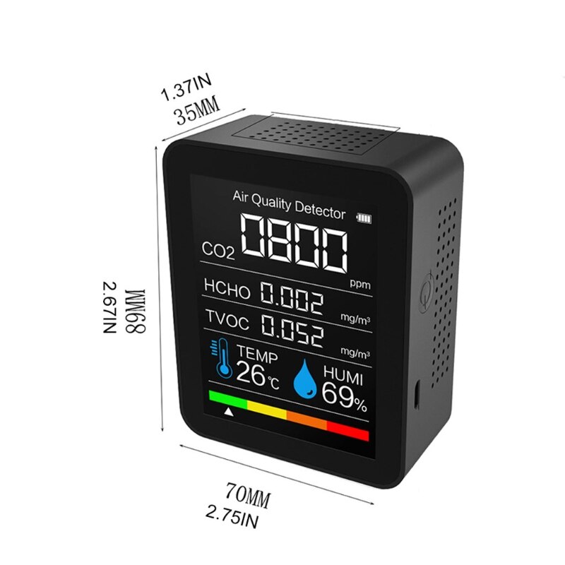 TVOC CO2 Meter Digital Temperature Humidity Sensor Tester Air Monitor 35ED