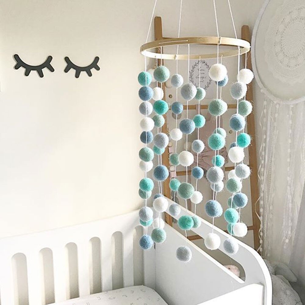 Baby Rasseln Mobile Pompom Windspiele Bett Glocke Spielzeug für Kinder Zimmer Bett Hängen Dekoration Zelt Decor Fotografie Requisiten
