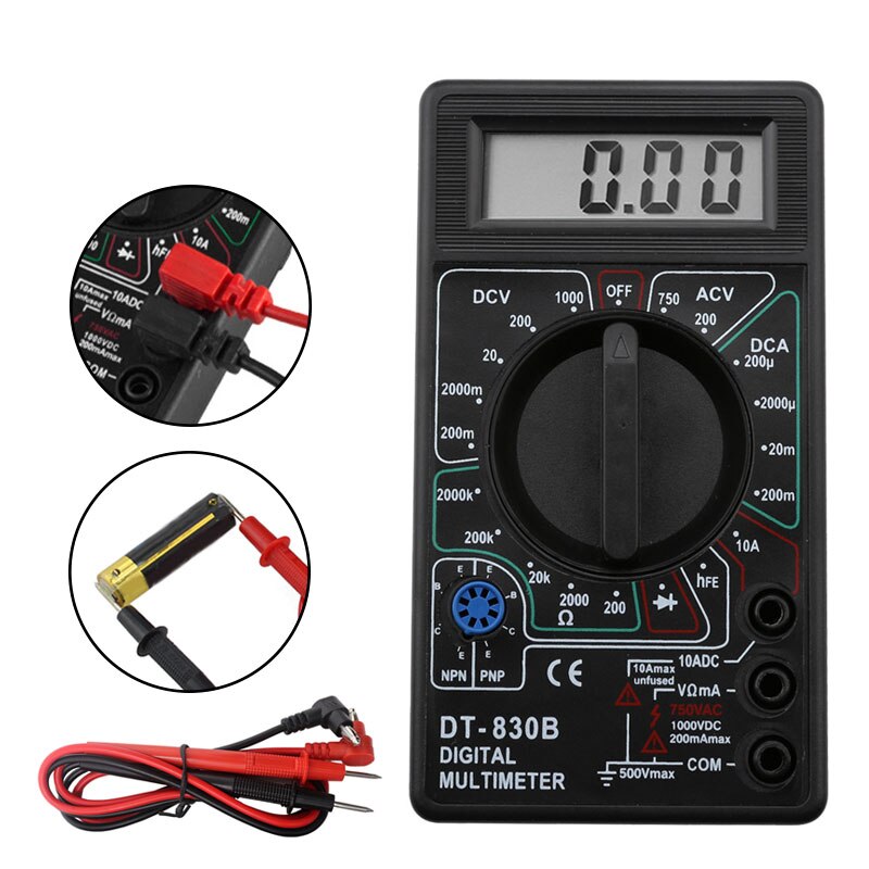 DT-830B Digital Multimeter Voltmeter Ohmmeter Ammeter Handheld Tester Meter Overload Protection With Probe Miernik Elektryczny