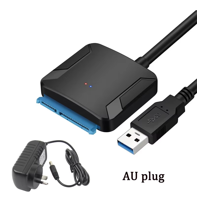 SATA 3 zu USB 3.0 Adapter SATA III Kabeladapter Externes Festplattenkonverterkabel für 2,5/3,5 Zoll HDD SSD mit Netzteil: Grün