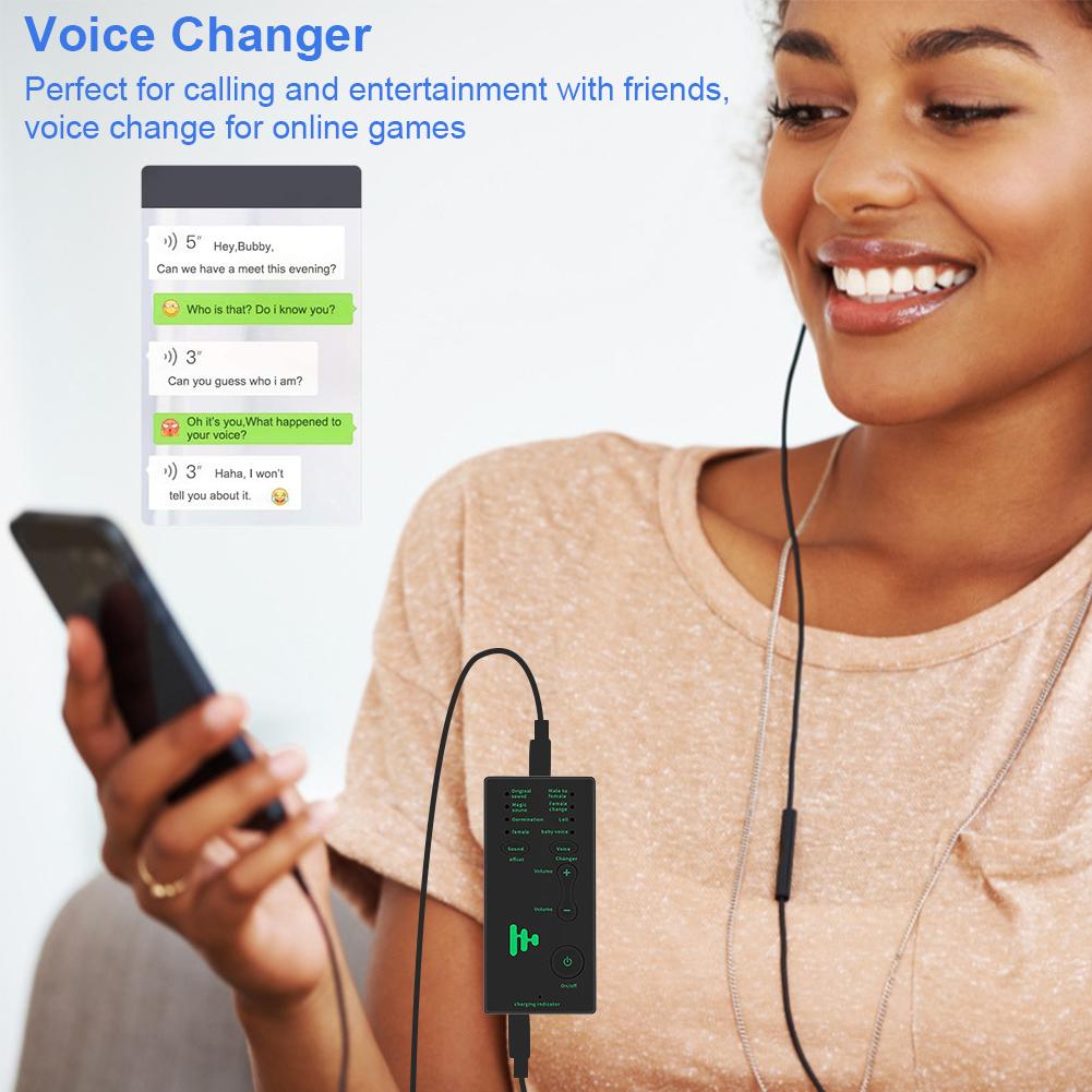 Mini Modulador de voz portátil, cambiador de voz con funciones de voz ajustables, teléfono, ordenador, tarjeta de sonido,