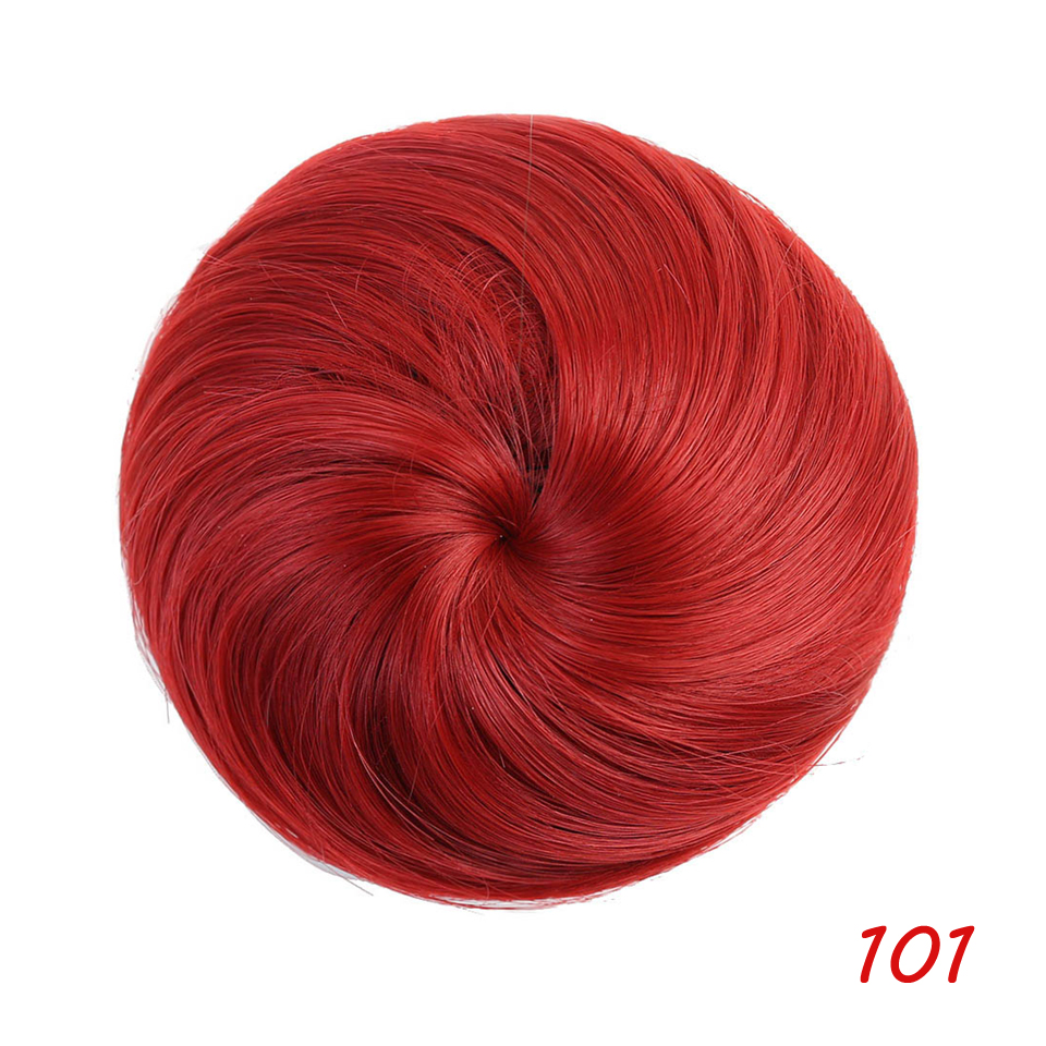 Meifan syntetisk glat hår elastisk chignon hårstykke snoretræk donut gummibånd chignon bolle klip i hår extensions: 101