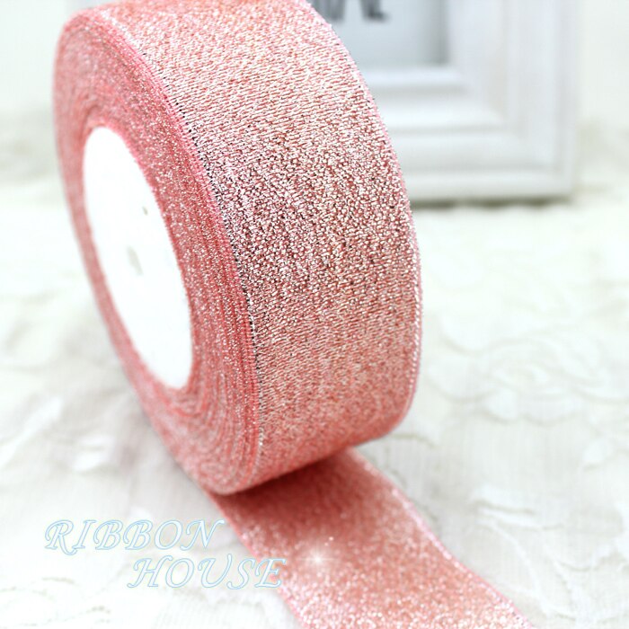 (25 Yards/Roll) Roze Vlees Metallic Glitter Lint Kleurrijke Pakket Linten