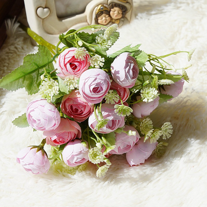 Koreansk snöflingate rosor bukett för scrapbooking heminredning tillbehör bröllop dekorativa blommor konstgjorda växter: 4