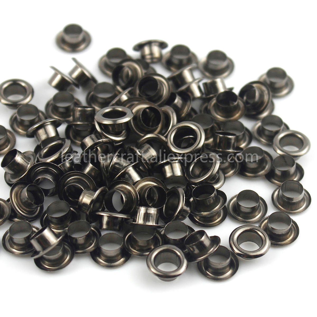 Œillets en laiton de 4mm avec rondelle pour la réparation du cuir, anneaux ronds pour chaussures, sac, vêtements, chapeau, ceinture, 100 ensembles: Gun Metal