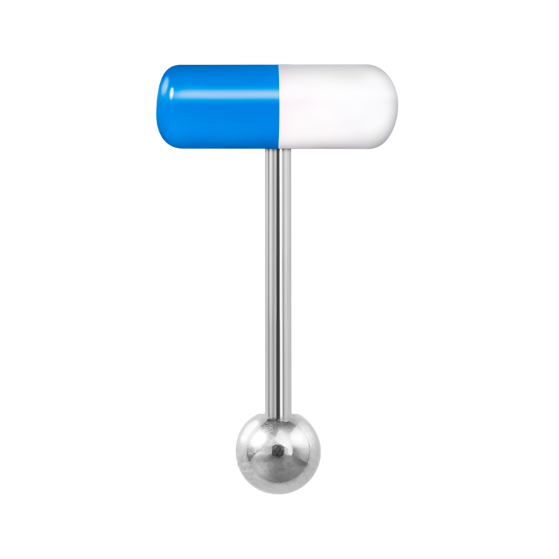 1/3PC Kleurrijke Capsule Tong Ringen Acryl Gemengde Kleur Chirurgisch Staal Tong Piercing Vrouwen Lichaam Sieraden: WHITE / Imitation Rhodium Plated