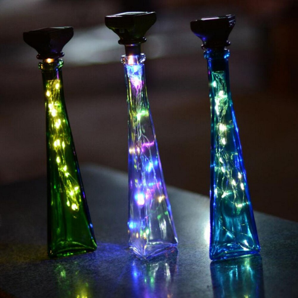 Weinflaschen-Kork, Kupferdraht, Lichterkette, sternenklar, solarbetrieben, Lichterkette, Girlande, Weihnachts-Weihnachtslicht, 2 m, 20 LEDs, 1 m, 10 LEDs