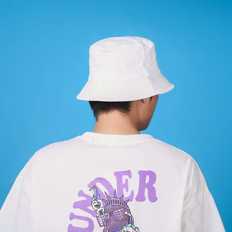 Zwart wit effen emmer hoed unisex bob caps hiphop gorros mannen zomer panama cap strand zon vissen boonie hoed