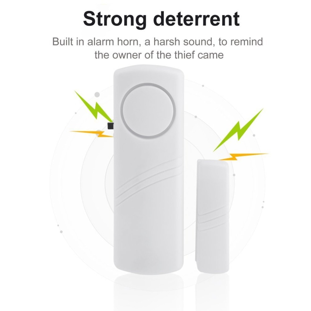Door Window Wireless Burglar Alarm with Magnetic Sensor Home Safety Wireless Longer System Security Device White