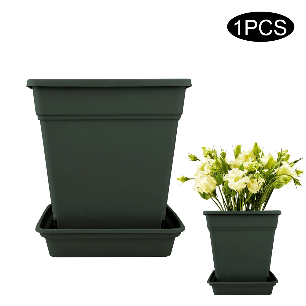 Plastic Planters Indoor Plant Pots Flower Pots With Drainage Trays For House Plants Succulents Flowers: green