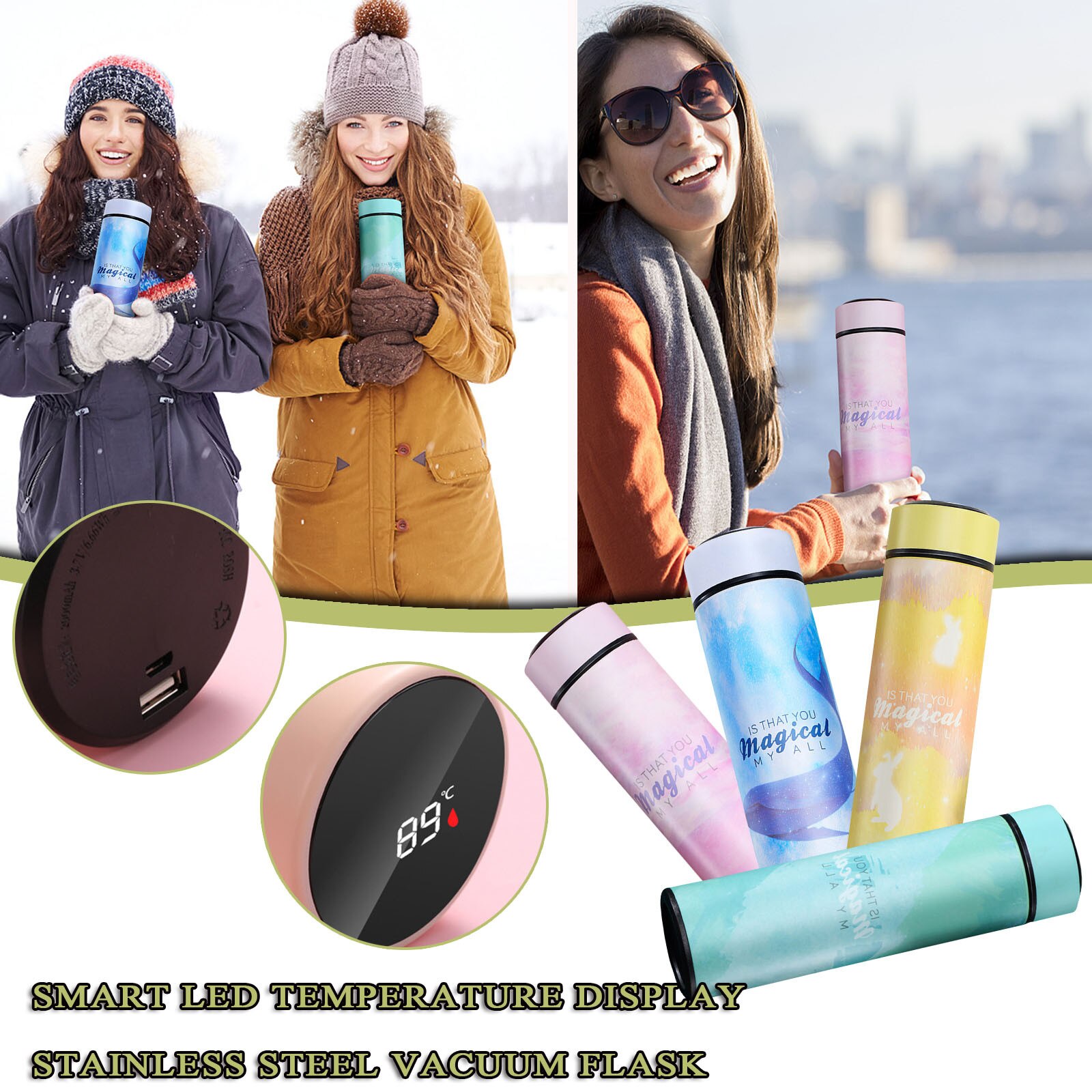 Café chá leite viagem caneca balas copo térmico nova moda dupla parede de aço inoxidável frascos vácuo 500ml presentes thermocup