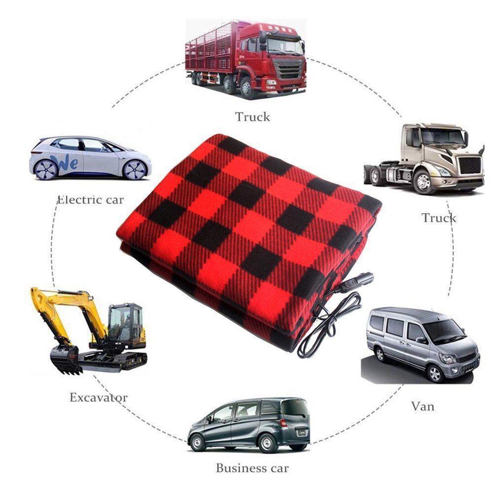 12V 100*60cm Car Electric Heating Blanket Brushed Fleece Warmer Blankets Foldable Plush Pad Winter Warming Supplies