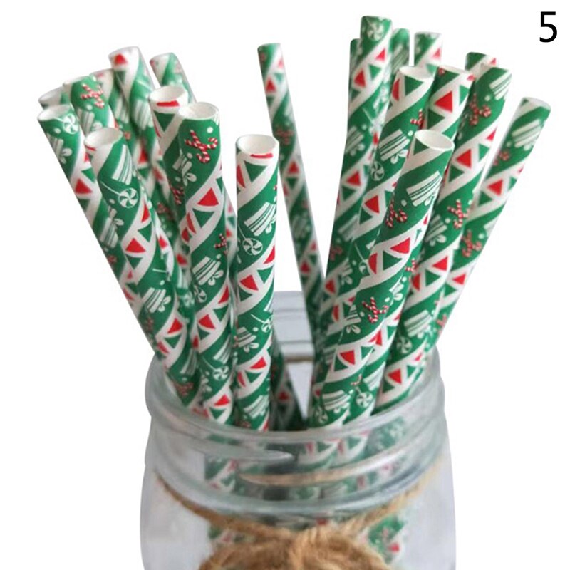 Christmas Paper Straws Snowflake Drinking Straw Merry Christmas Decorations For Home Xmas Year Party Supplies: N5