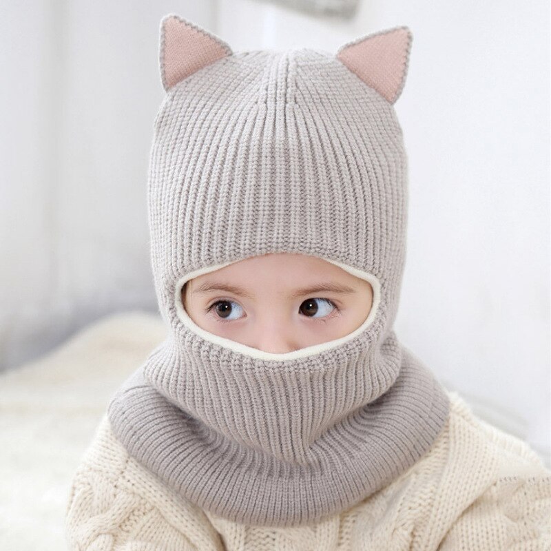 Tyttöjen pipo hatut neulotut lämpimät fleece lippalakit lapsille taapero vauva tytöt syksy talvi 2- vuotias  to 5 -vuotias - 6 -vuotias: Harmaa kissa